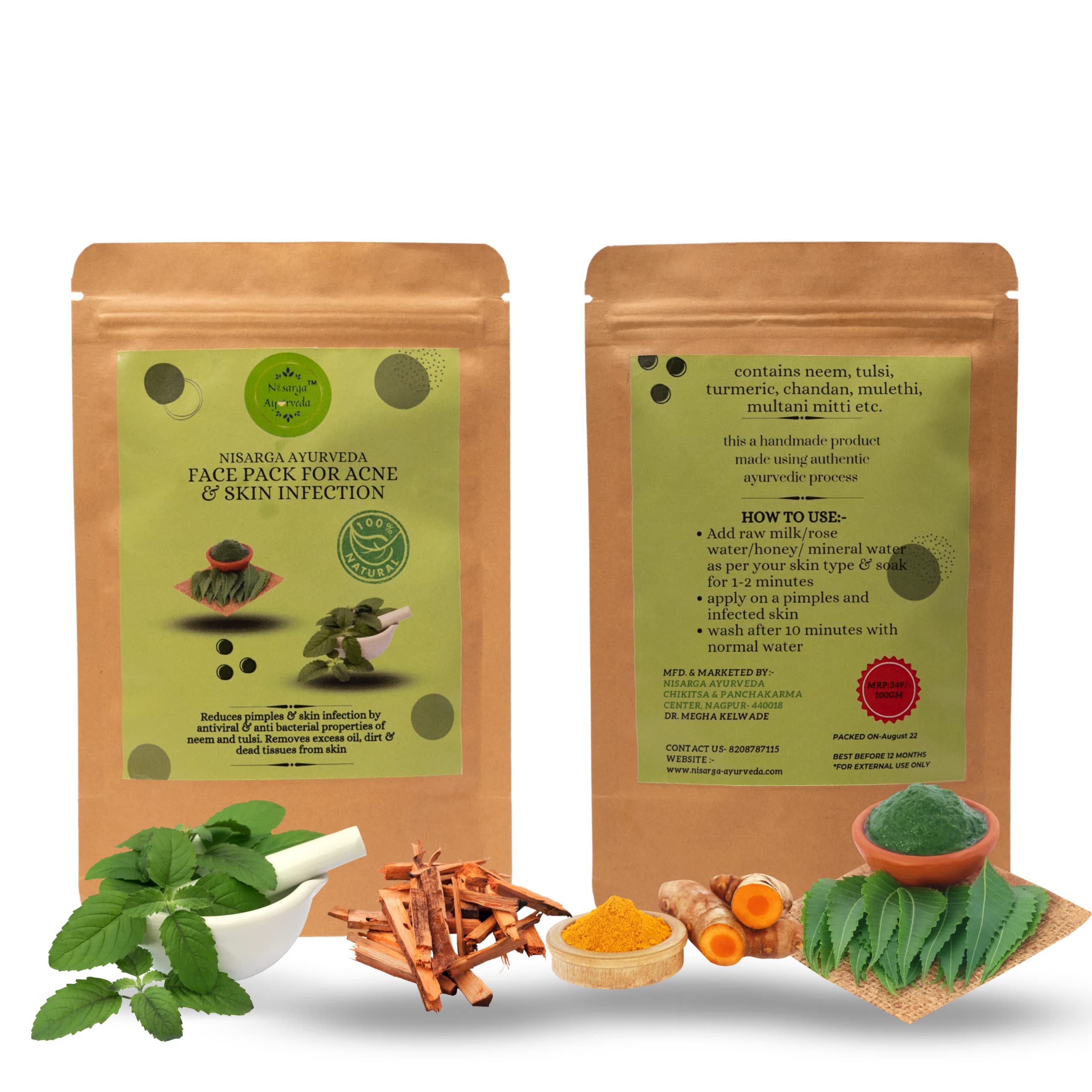 Ayurvedic Acne Pimple Skin Infection Clearing Dark Spot Removal Face Pack-100gm (Pack of 1)