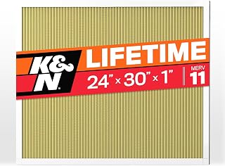 K&N 24x30x1 HVAC Furnace Air Filter, Lasts a Lifetime, Washable, Merv 11, the Last HVAC Filter You Will Ever Buy, Breathe Safely at Home or in the Office, HVC-12430