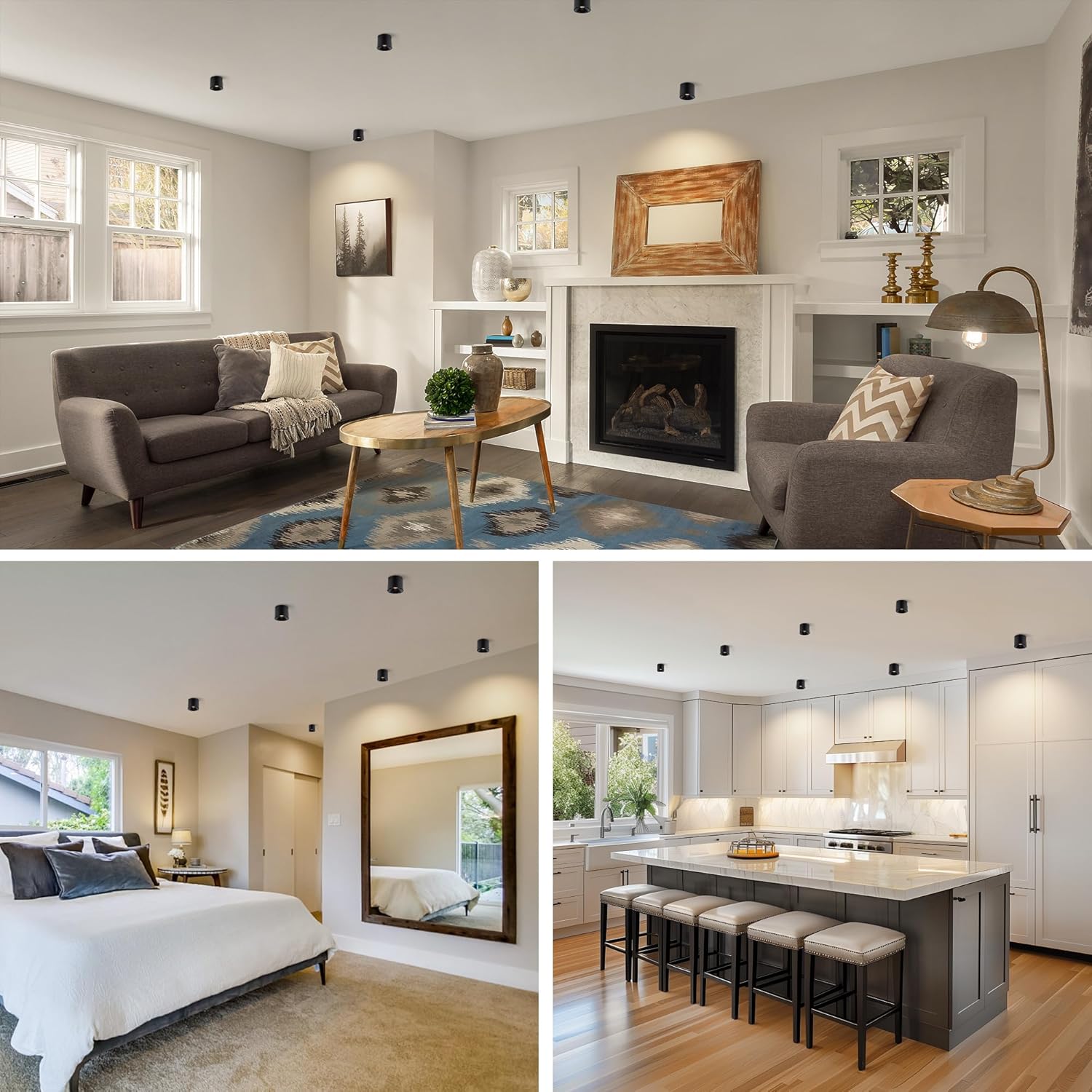 Modern LED Ceiling Spotlight 5CCT 4.72 inches 18W Dimmable Ceiling Light,2700K-5000K,for Living Room Spotlight Indoor (Black - 18 Watts)