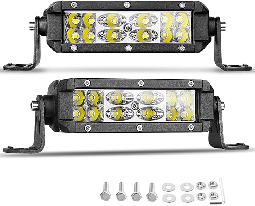Nirider - Cápsulas LED delgadas, 2 unidades, 72 W, CREE de 5 pulgadas, barras de luz LED de doble fila, luces de trabajo LED de inundación de