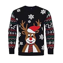 Marvmys Maglione Natalizio Uomo Divertente Maglia di Natale Fiocco Neve Alce Lavorato a Sweater Girocollo Men a Maniche Lunghe Pullover