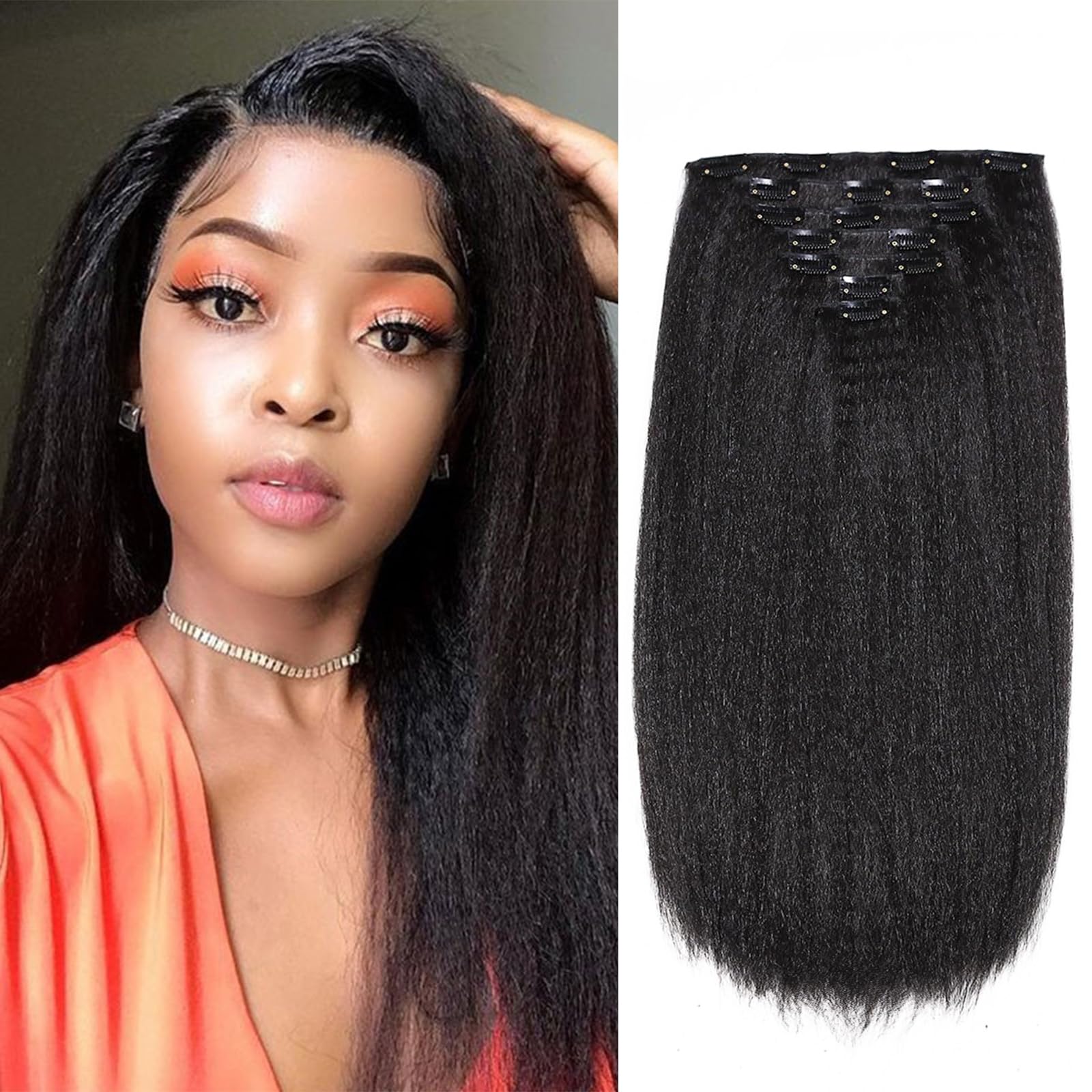 Amazon.com : Yargel Hair 16 Inch 2 Pack Kinky Straight Clip  display picture 1