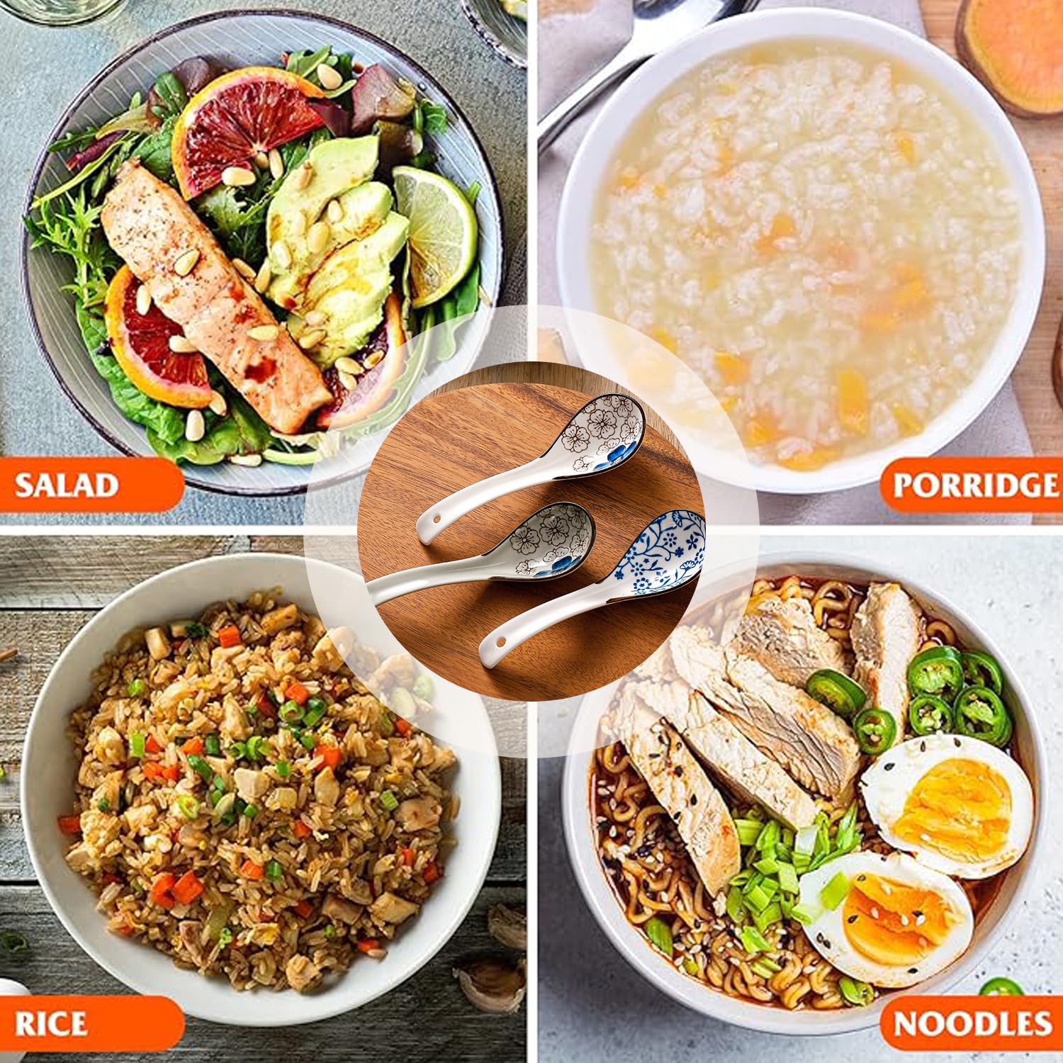 Set Di 5 Cucchiaio Per Zuppa Giapponese,Cucchiaini Ceramica, Cucchiai Da Ramen, Cucchiai Da Minestra Cinesi, Cinese Cucchiai Da Zuppa, Creativo Stoviglie Cucina Per Wonton Pasta Caffè