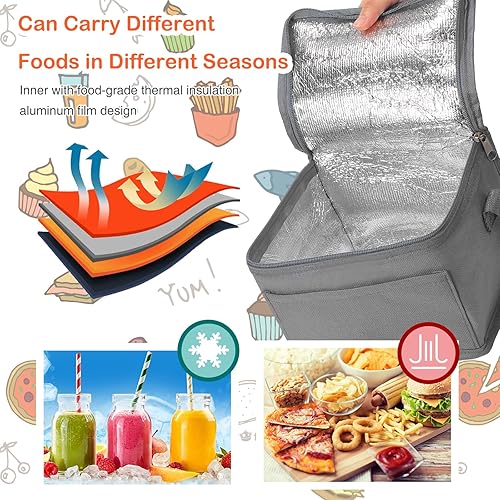 Vista 11 de Nuogo Paquete de 15 loncheras aisladas a granel, cajas enfriadoras reutilizables, juego de loncheras a prueba de fugas, enfriadores térmicos Azul