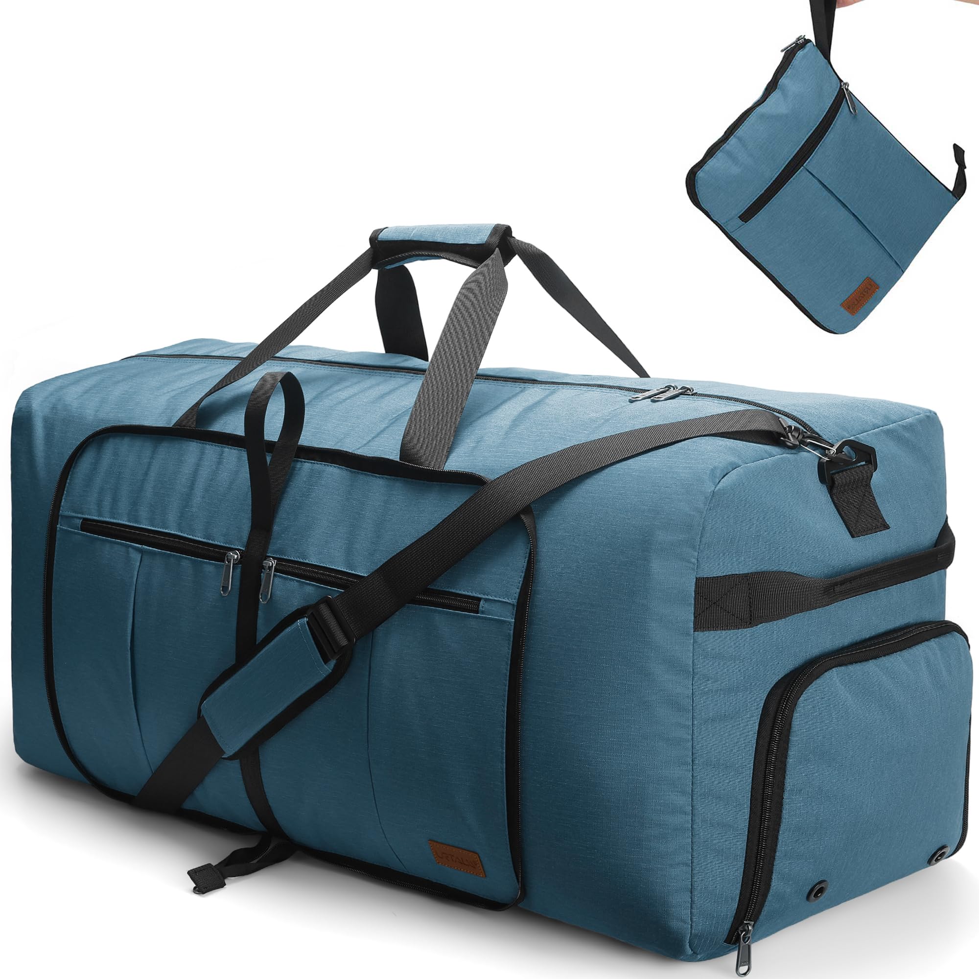 120L Foldable Waterproof Travel Duffel Bag for Men and Women with Shoe Compartment (Light Blue, EXTRA LARGE, 120L) Light Blue 120L