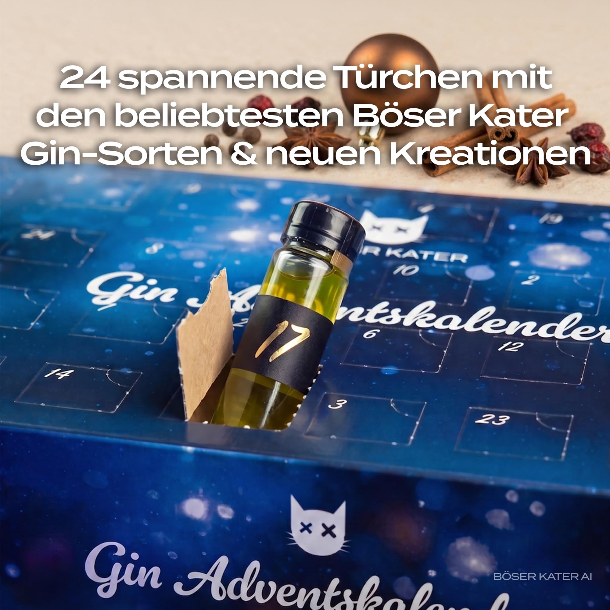 BÖSER KATER Gin Adventskalender 40% Vol. 24x0,025l