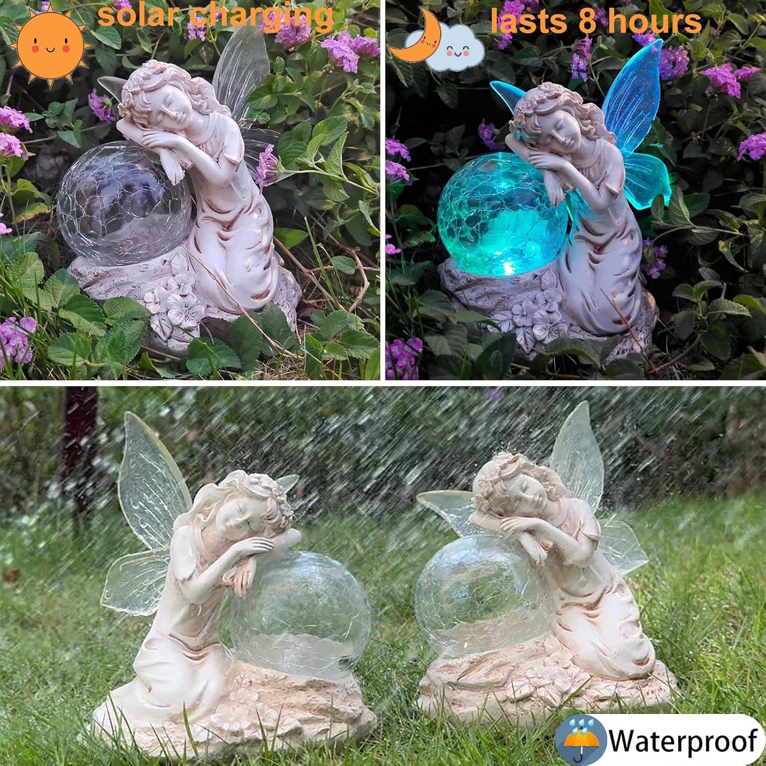Lampada Solare Angelo Da Giardino - LED RGB Cambio Colore | Decorazione Esterna - Foto 7