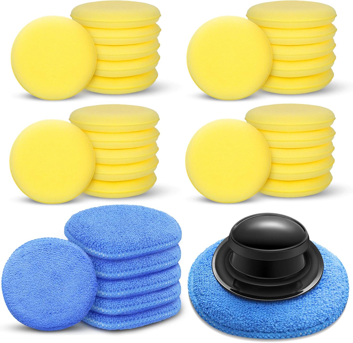 30 Pieces Applicator Cleaning Pads Yellow Car Polishing