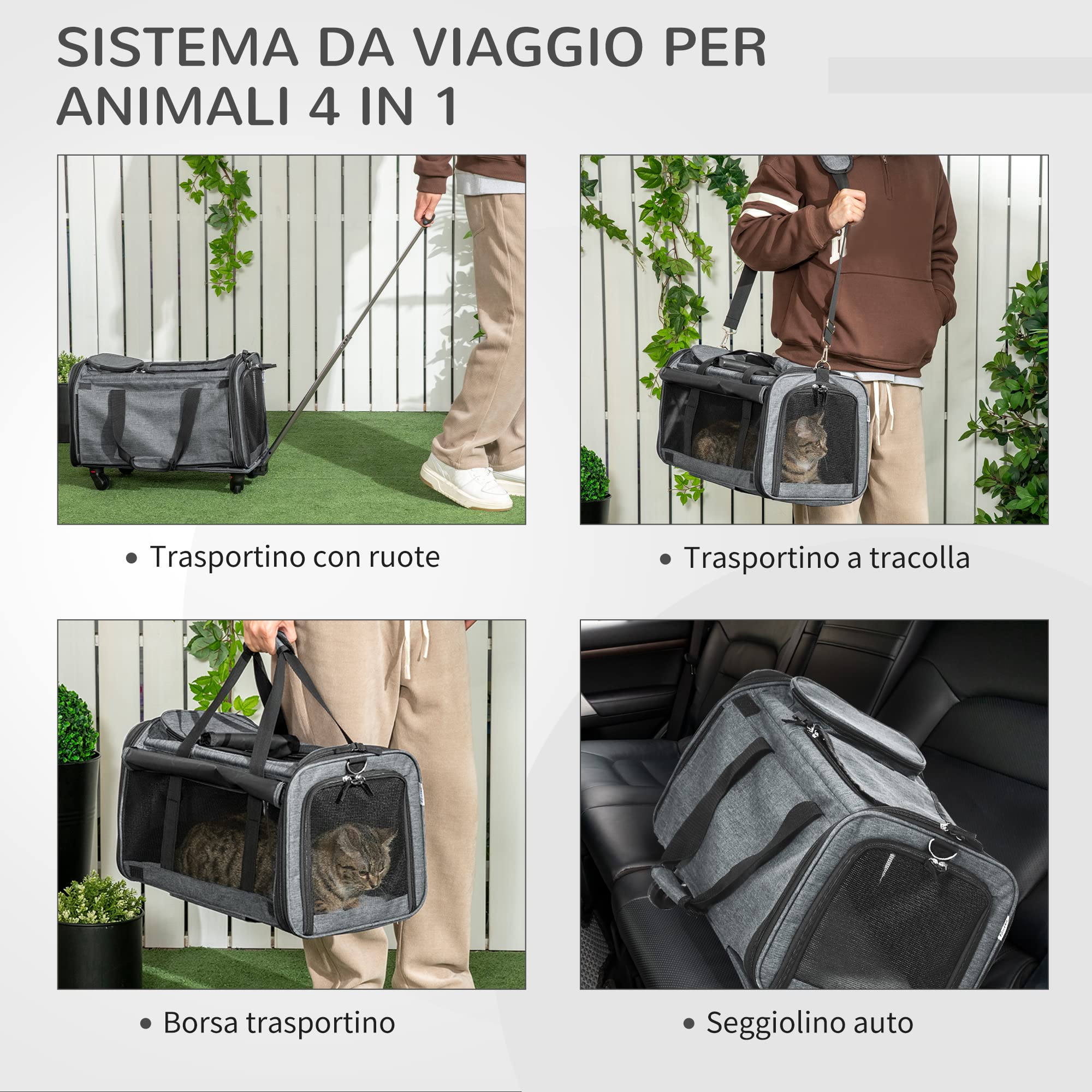 Trasportino Animali Extra Large Con Ruote - Per Cani E Gatti Fino 20kg - Foto 8