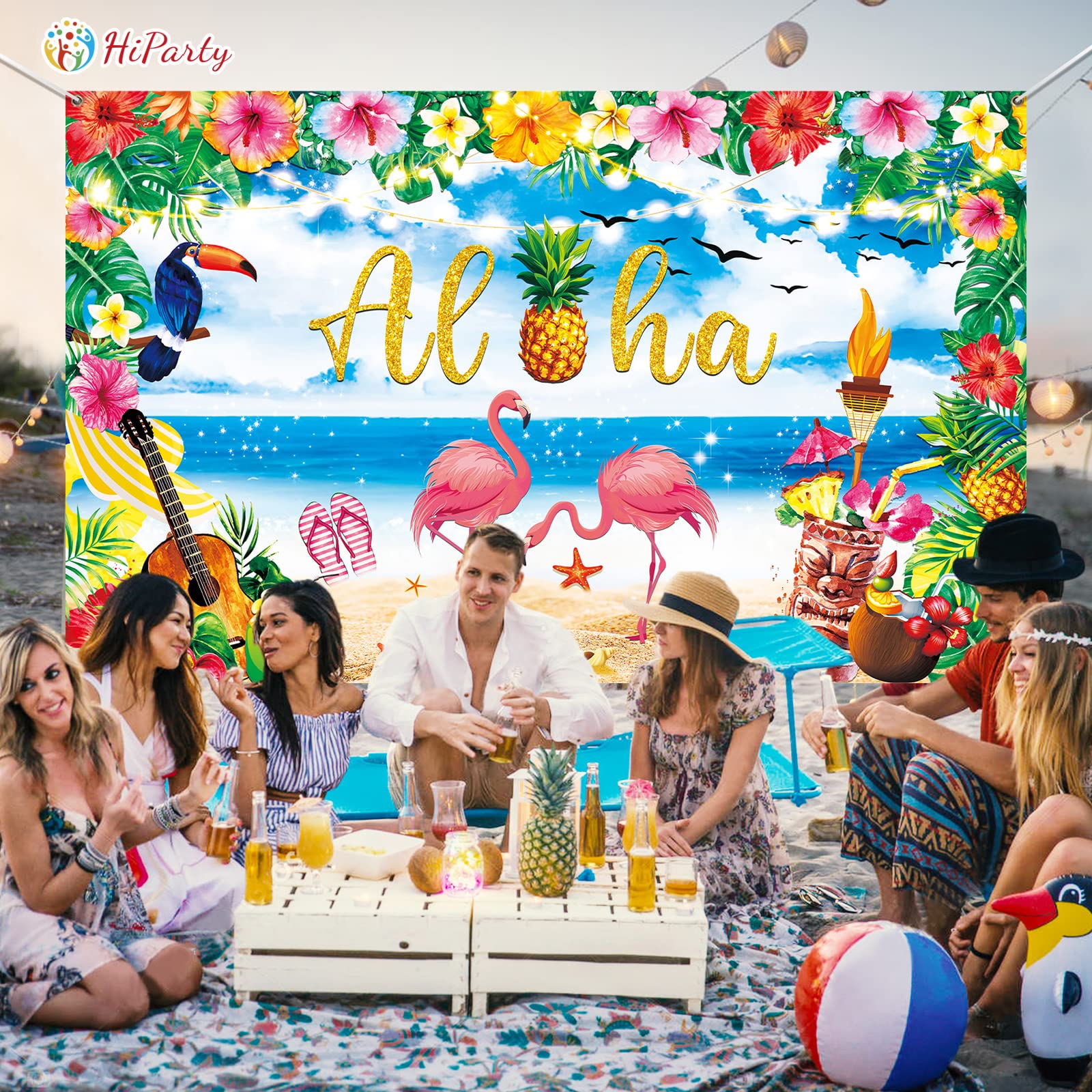 Hawaiianischer Party-Banner – 180x112 Cm, Polyester, Mit Aufhängeseil, Für Luau & Sommerpartys