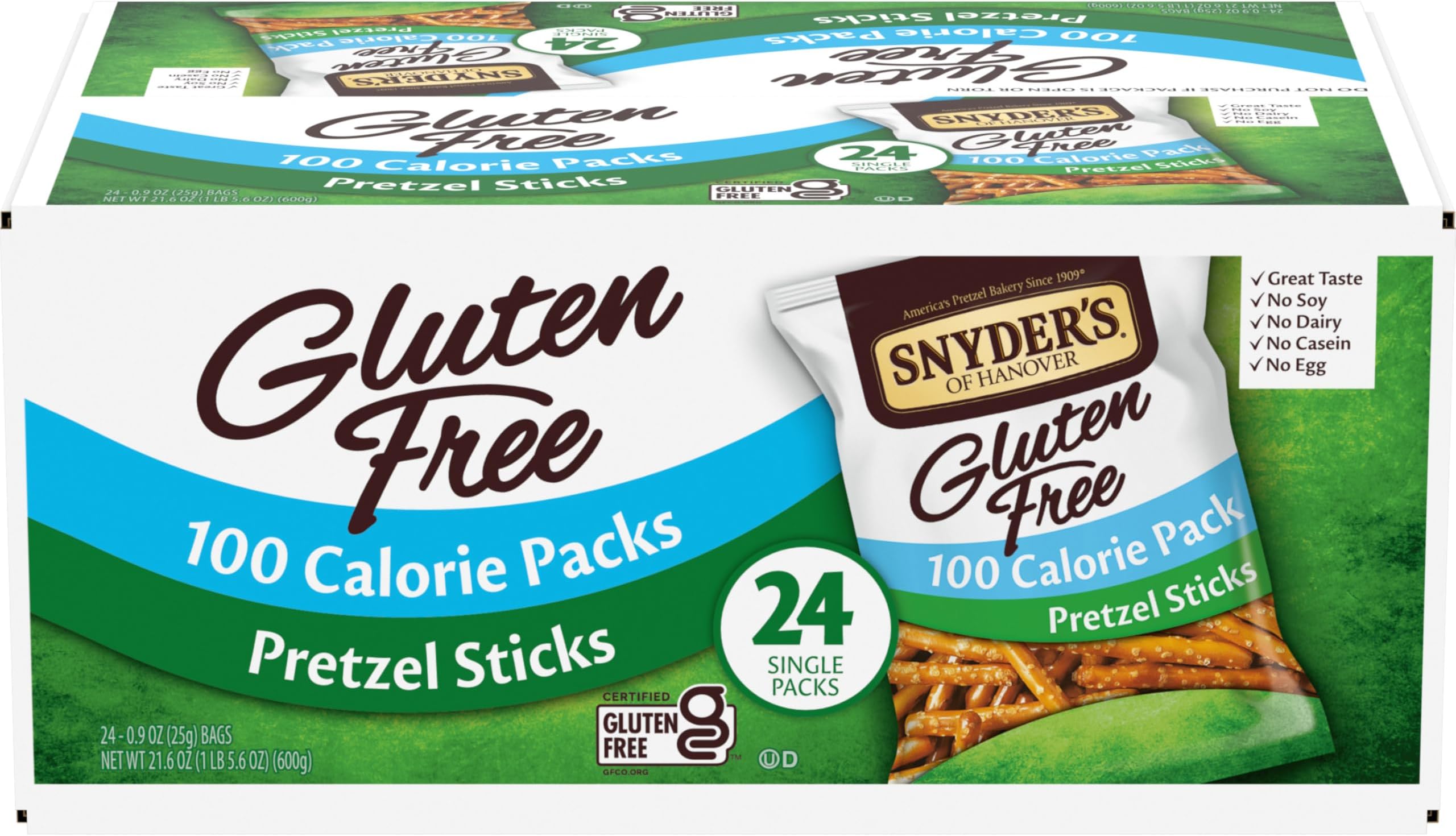 Gluten Free Pretzel Sticks, 100 Calorie Individual Packs, 24 Ct