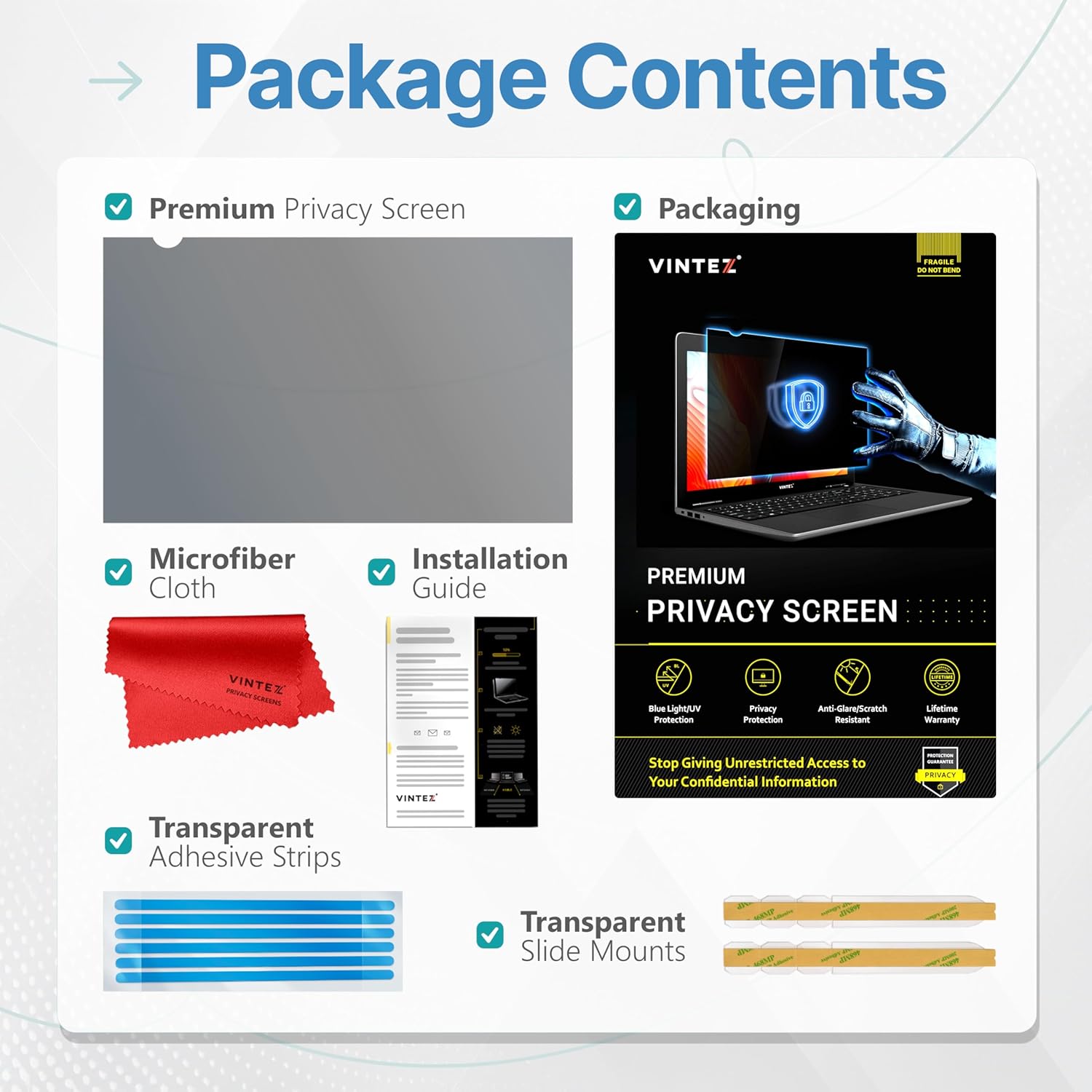 VINTEZ [2 Pack] 15.6 Inch 16:9 Privacy Screen for Computer Monitor and Laptop - Anti Glare Protector Film Blue Light Filter Eye Protection - Computer Screen Privacy Shield