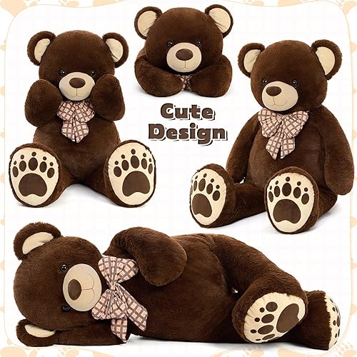 Vista 100 de MorisMos Oso de peluche gigante, oso de peluche grande para novias, niñas, para Navidad, día de San Valentín, cumpleaños (gris claro, 47 pulgadas)