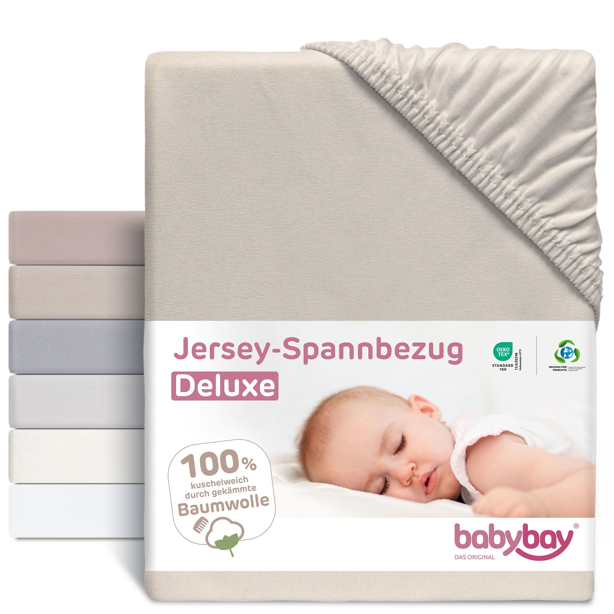 babybay Prześcieradło dżersejowe z gumką, pasuje do modelu Original, beżowe, 81 x 42 cm (1 opakowanie)