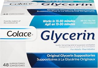 Colace Glycerin Suppositories - Adult | Gentle Fast Acting Relief of Occasional Constipation | 48 Count