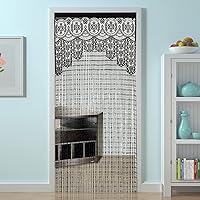 Vista 1 de Cortina de puerta de encaje para privacidad, estilo macramé boho, para ventanas y como separador de paredes, cubre ventanas y puertas, para separar