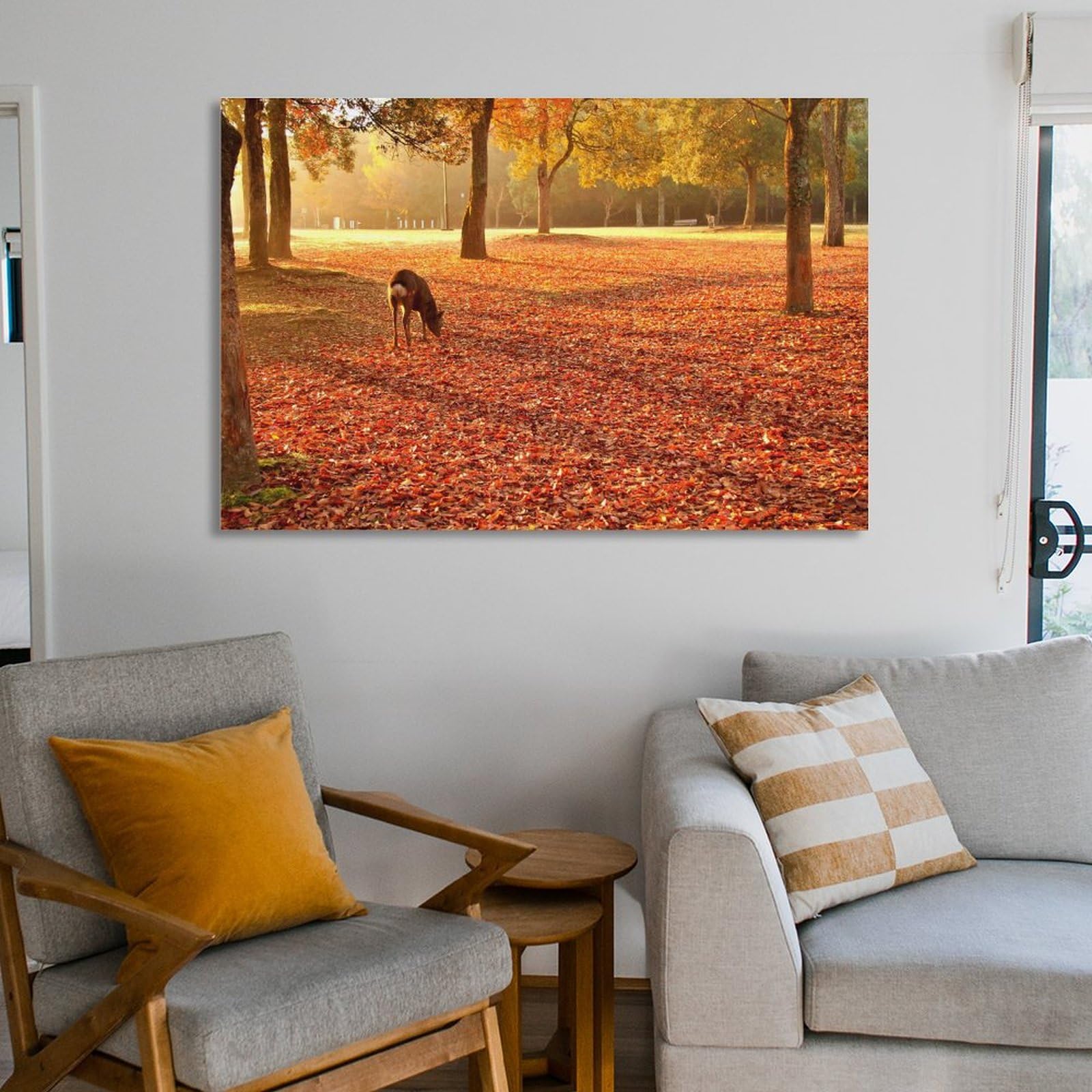 Amazon.co.jp: 絵画 奈良県 奈良公園-秋景インテリア 絵画 魅惑的な