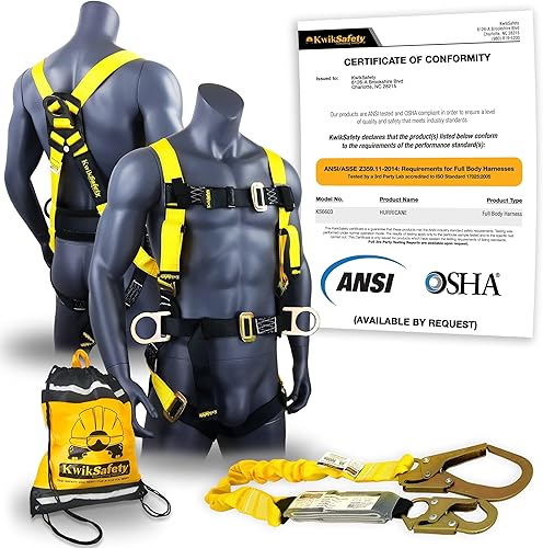 Miniatura 1 de KwikSafety - Charlotte, NC - HURRICANE Ironworker & Tower Safety Harness 3 D-RINGS, BACK SUPPORT ANSI Tested OSHA Compliant