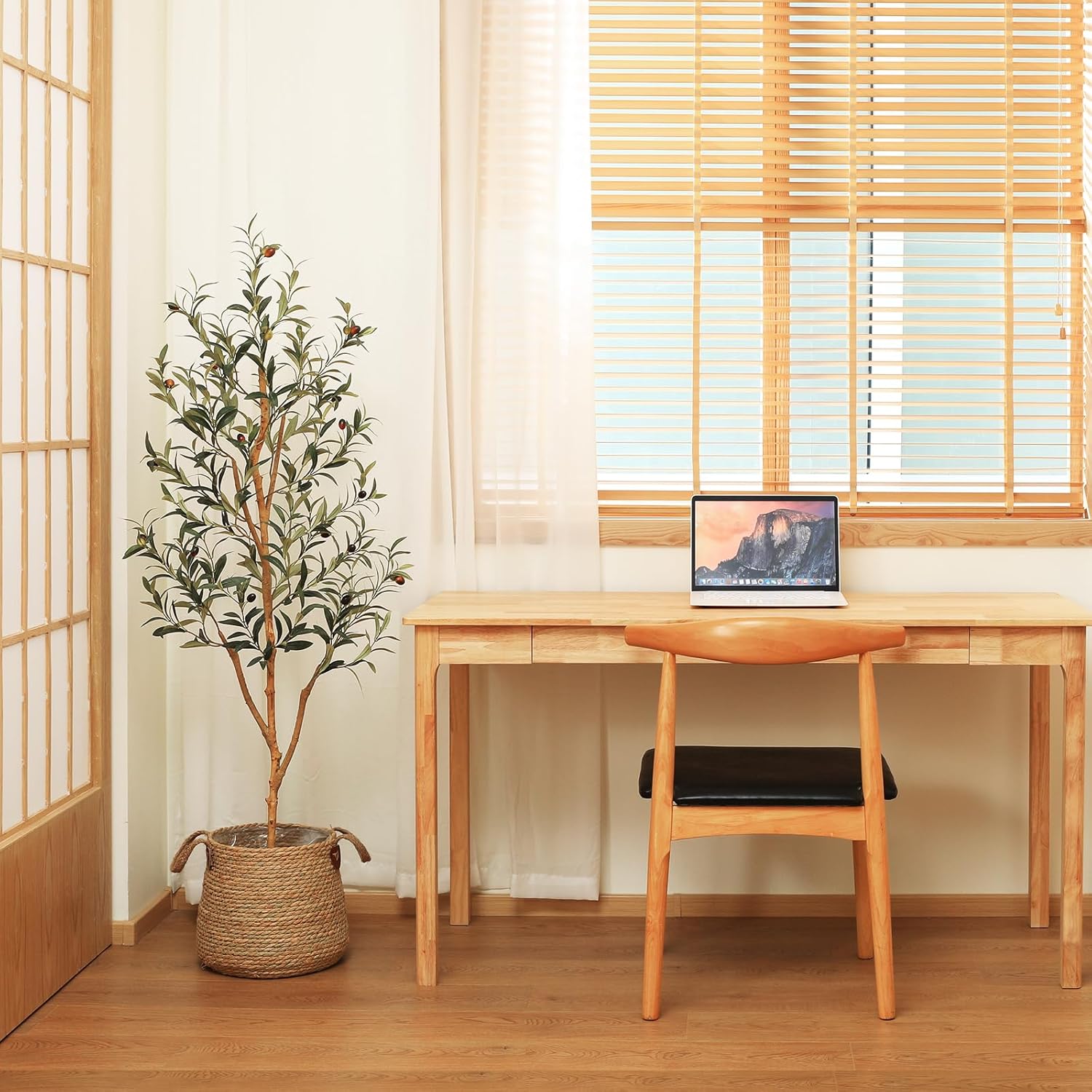 Kazeila Artificial Olive Tree 5FT Tall Faux Silk Plant for Home Office Decor Indoor Fake Potted Tree with Natural Wood Trunk and Lifelike Fruits - Image 7