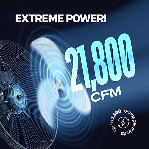 Miniatura 5 de Ventilador de pie de metal de alta velocidad de 18 pulgadas, 3 potentes velocidades, ventilador de pedestal oscilante industrial con altura