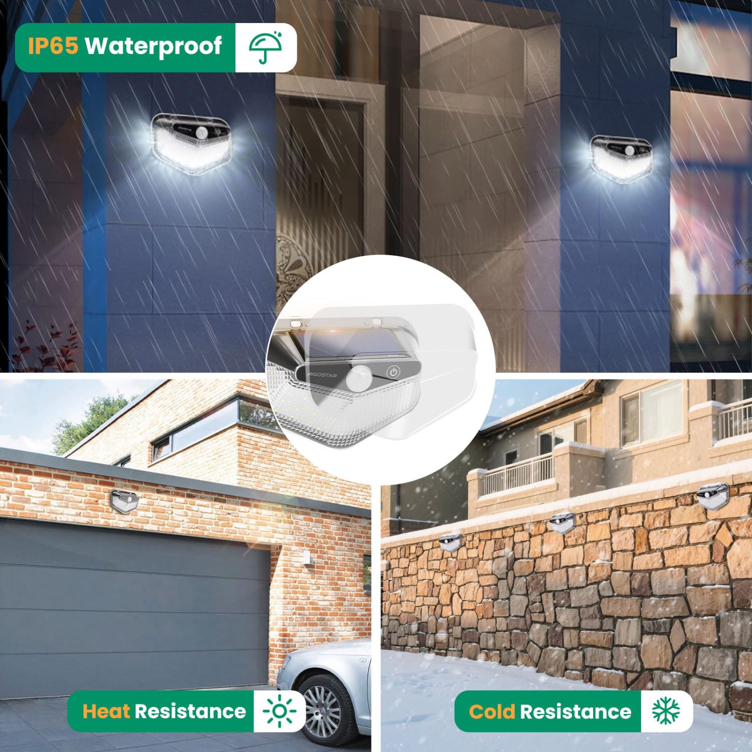Aigostar Luz Solar Exterior,8 Paquete, 3 Modos, 270° Súper Brillante,Focos Led Exterior Solares con Sensor de Movimiento, IP65 Impermeable luces Solares para Jardín,Patio,Garaje,6500K