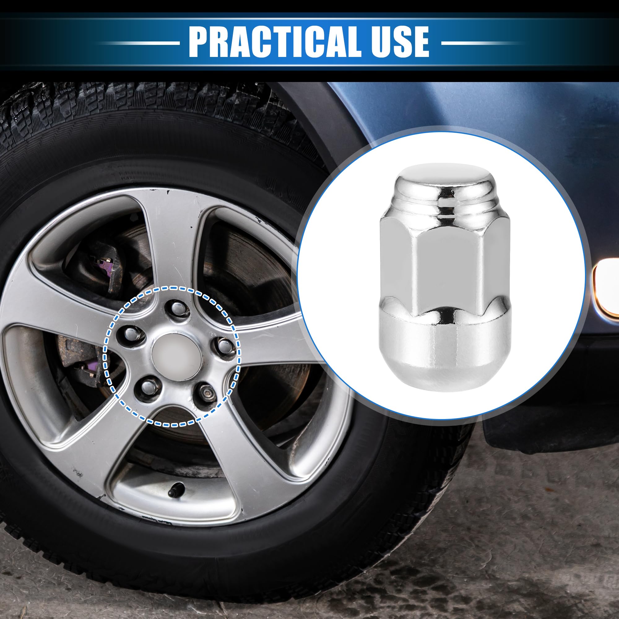 Dadi per Bulloni Ruota Compatibili per Honda CR-V e per Honda Civic, in Acciaio al Carbonio Placcato Cromo Resistente M12x1.5 Colore Argento per Pneumatici 5