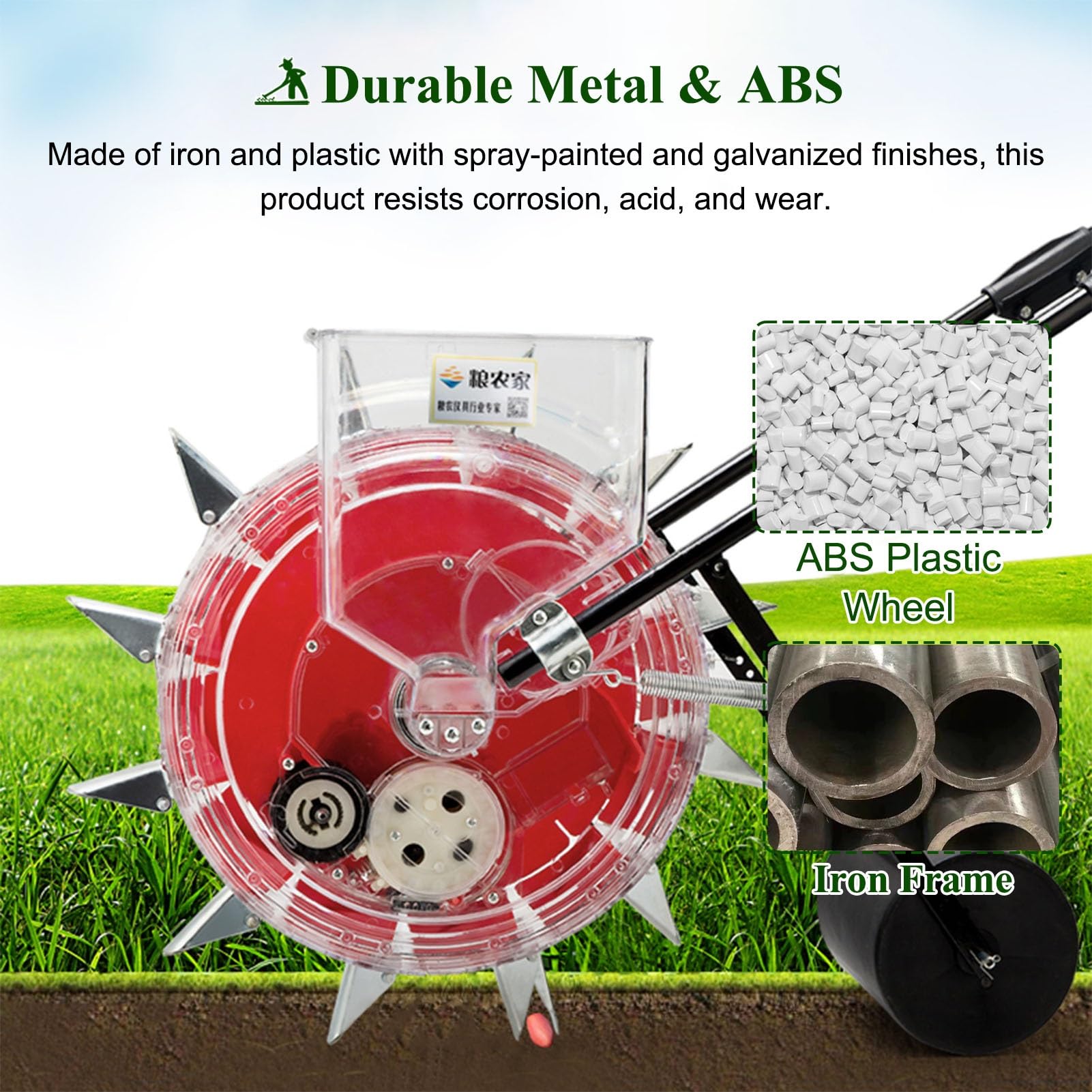 Sembradora manual sembradora a filas con espacio de siembra ajustable, sembradora para maíz dulce con operador de tierra y recipiente transparente, sembradora portátil de precisión (12 Nozzles)