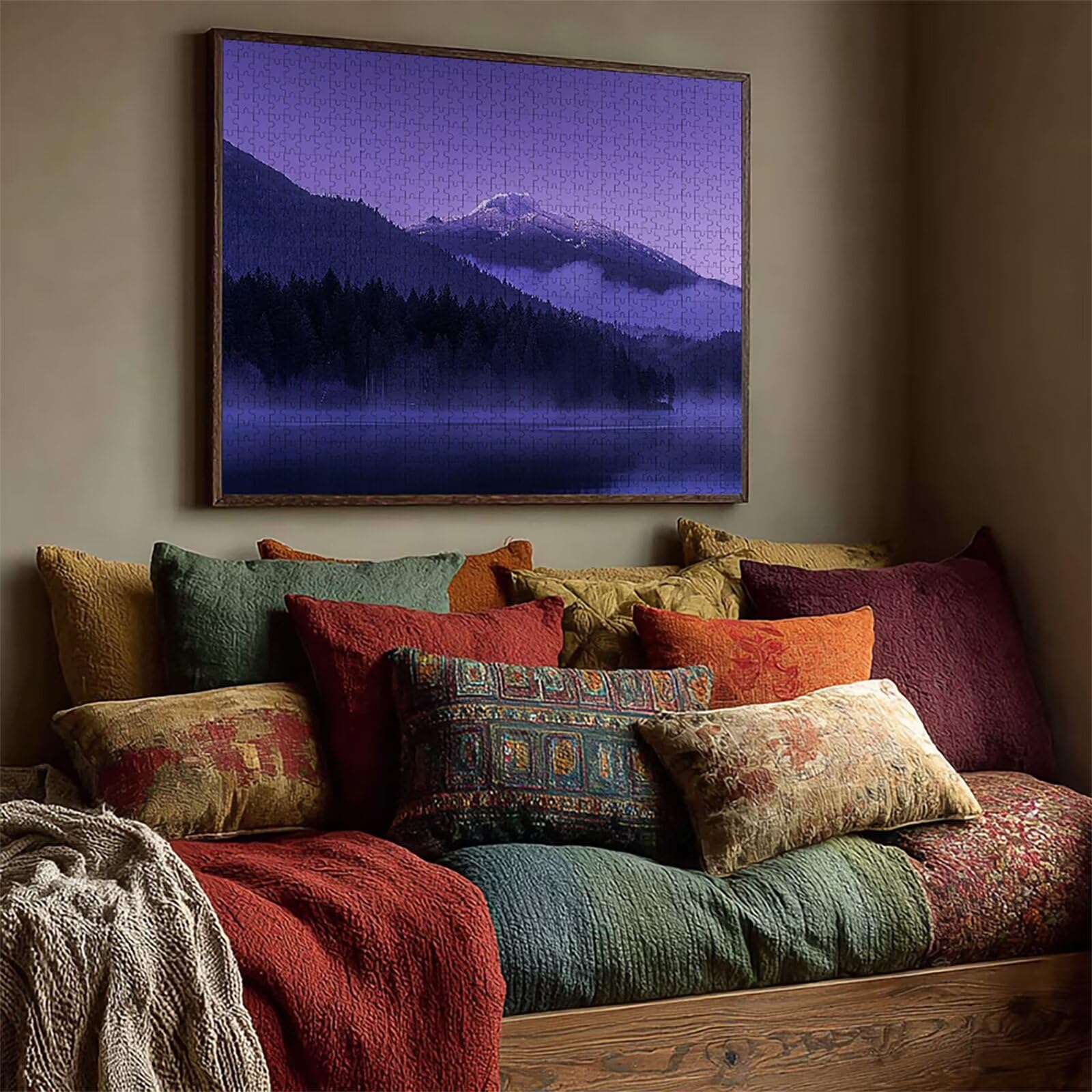 Puzzle 2000 elementów dla dorosłych, fioletowe, drewniane puzzle, 99 x 71 cm, części ściśle do siebie pasują, dla mężczyzn kobiet starszych seniorów, relaks i odstresowanie, prezenty, dekoracja