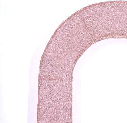 Miniatura 7 de Efavormart - Cubierta de telón de fondo de arco abierto de 7 pies, color oro rosa brillante, de elastano, con doble cara en forma de U, para arco de
