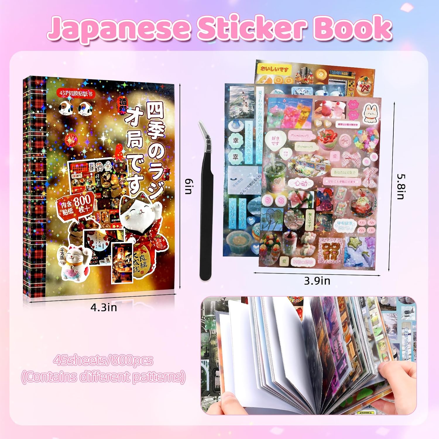 800Pcs Japanese Sticker Book for Journaling Adult, Cute Scrapbook Stickers image 4