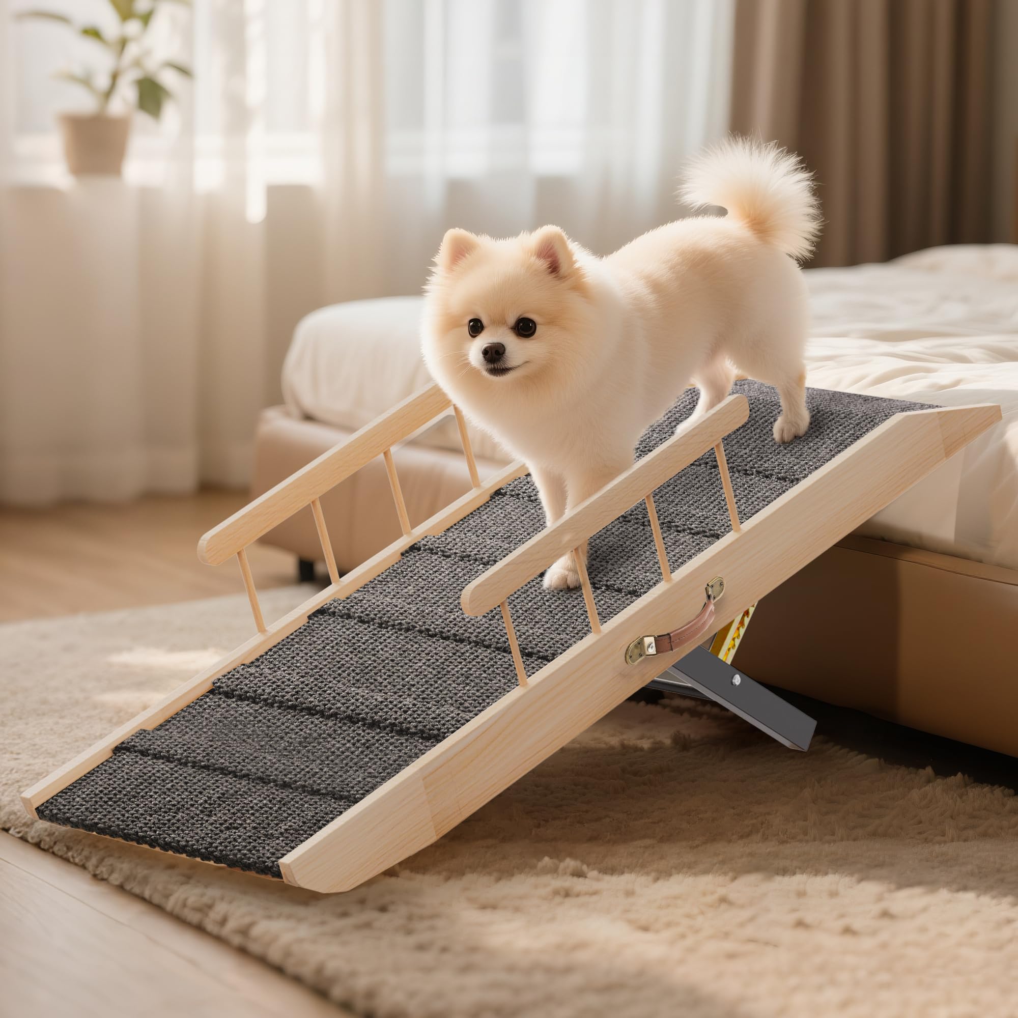 Bowwow Pet Ramp - Adjustable Folding Ramp For Dogs & Cats To Reach Bed Or Couch (4 Heights)