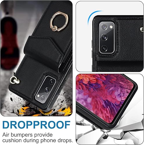 Miniatura 6 de Asuwish Funda de teléfono para Samsung Galaxy S20 FE 5G de 6.5 pulgadas con protector de pantalla de vidrio templado y anillo RFID tarjetero celular