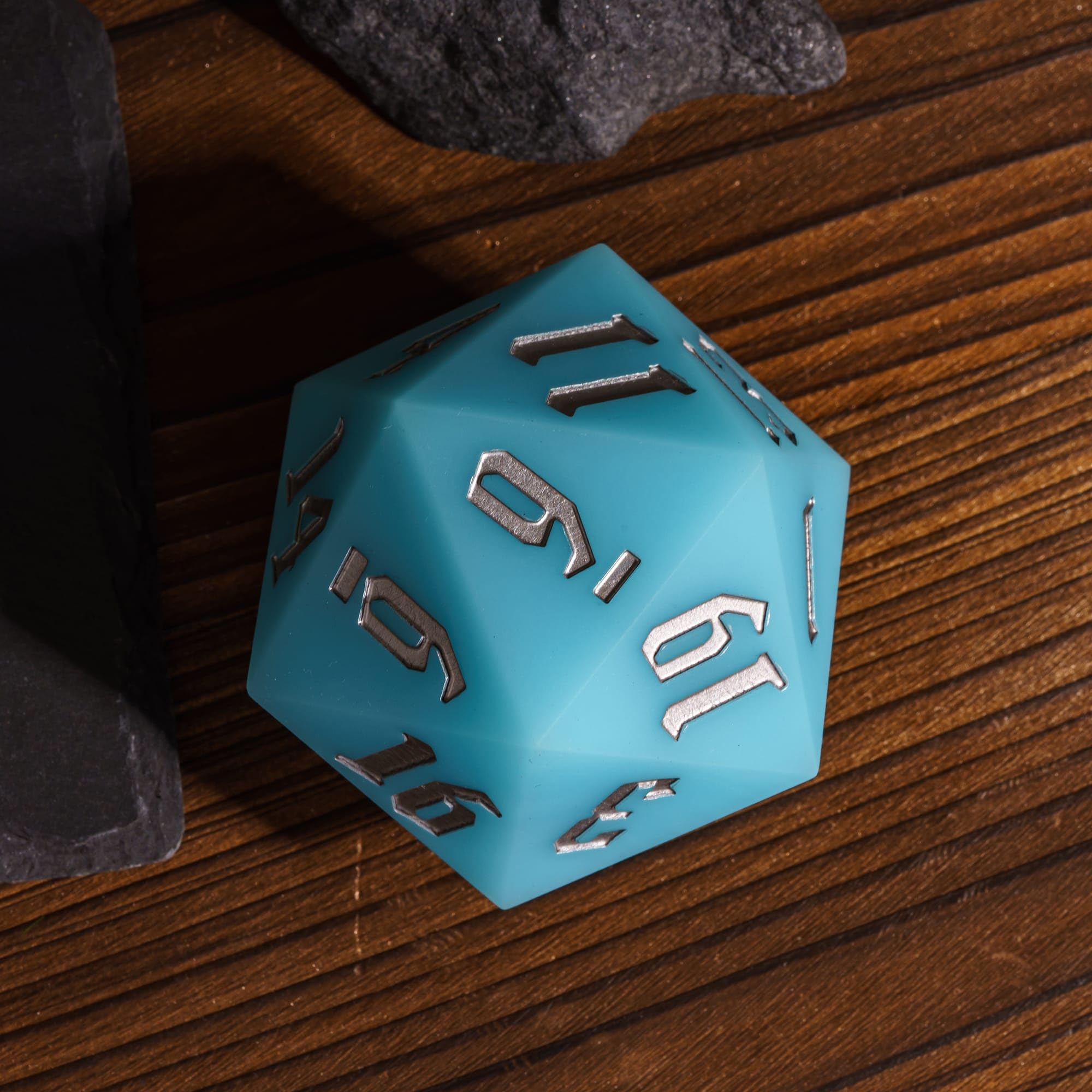 D20 de silicona de 55 mm, dados grandes que brillan en la oscuridad D20 individuales de 20 caras, dados poliédricos gigantes D20 con caja de regalo para juegos de rol, bar, pub, club, fiesta