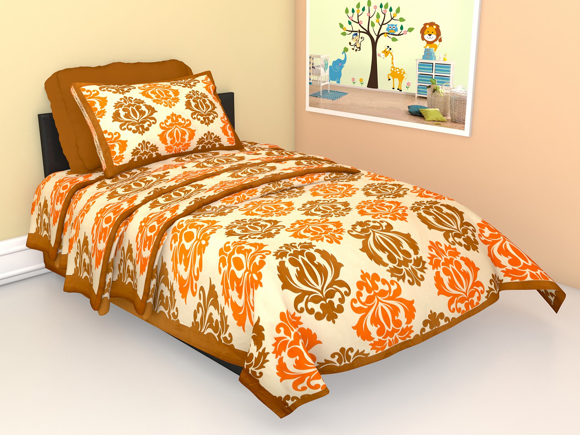 UBANIA COLLECTION-We believe in customers satisfaction® Comfort Cotton Rajasthani Traditional TC 144 Single Bed Bedsheet with 1 Pillow Cover