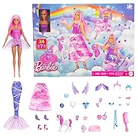 Barbie - Calendario dell'Avvento 2025, bambola trasformabile inclusa e 24 accessori