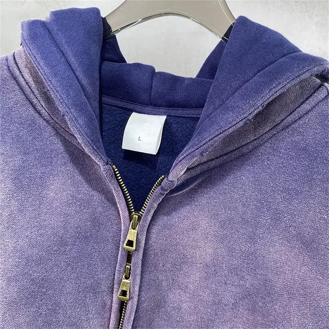 Felpa invernale da donna in cotone con cappuccio caldo in pile spesso invecchiato felpa vintage con cerniera cappotto con cappuccio hip hop