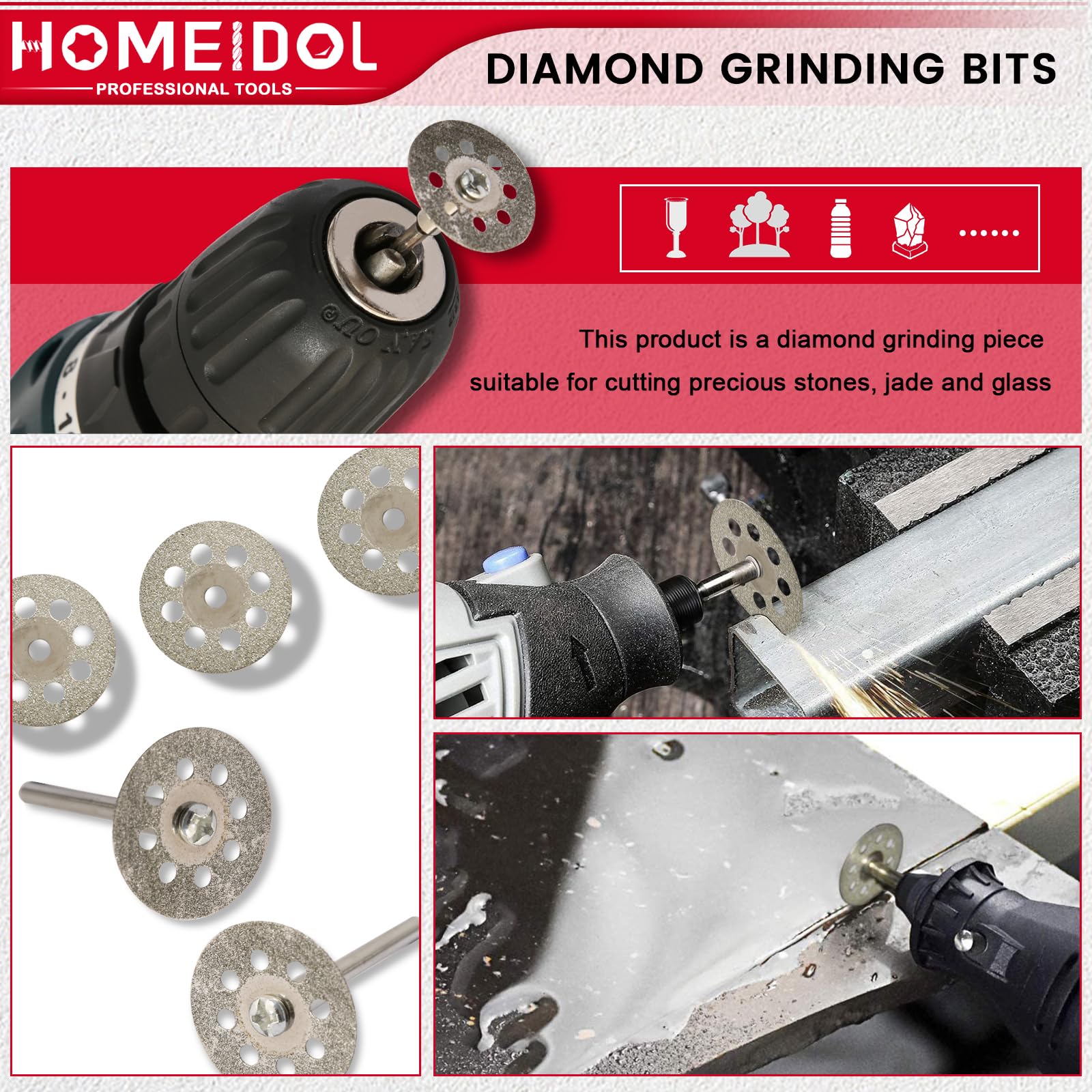 32Pcs 60Grit Diamond Burr Bits for Dremel Bits 1/8" Shank Cutting Wheel — Amazon image 4