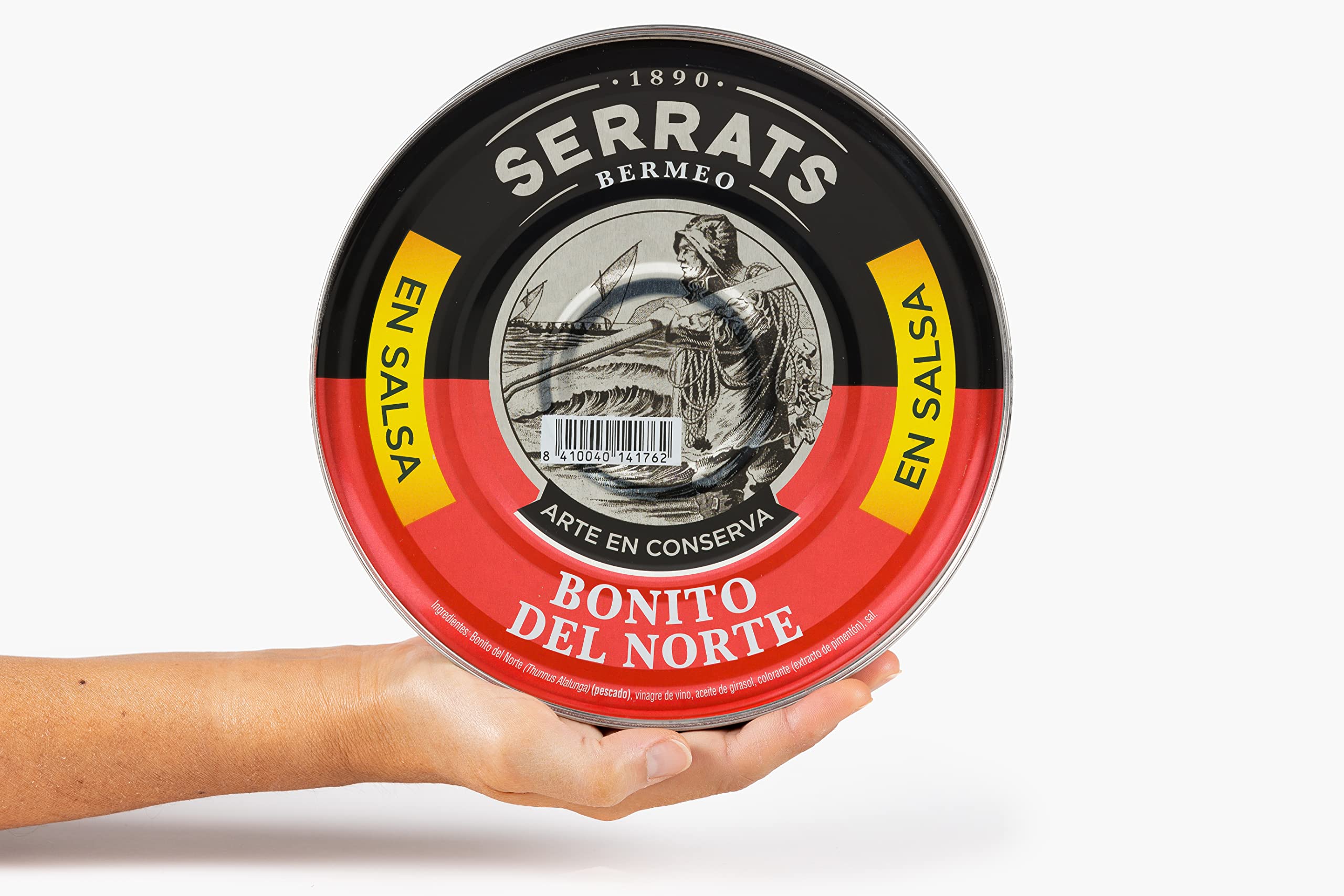 CONSERVAS SERRATS - Bonito del Norte del Cantábrico en Salsa con Pimentón - 4 Latas x 1800g (Total: 7200g) - Elaboración Artesanal desde 1890 - Sin Gluten - Rico en Omega 3
