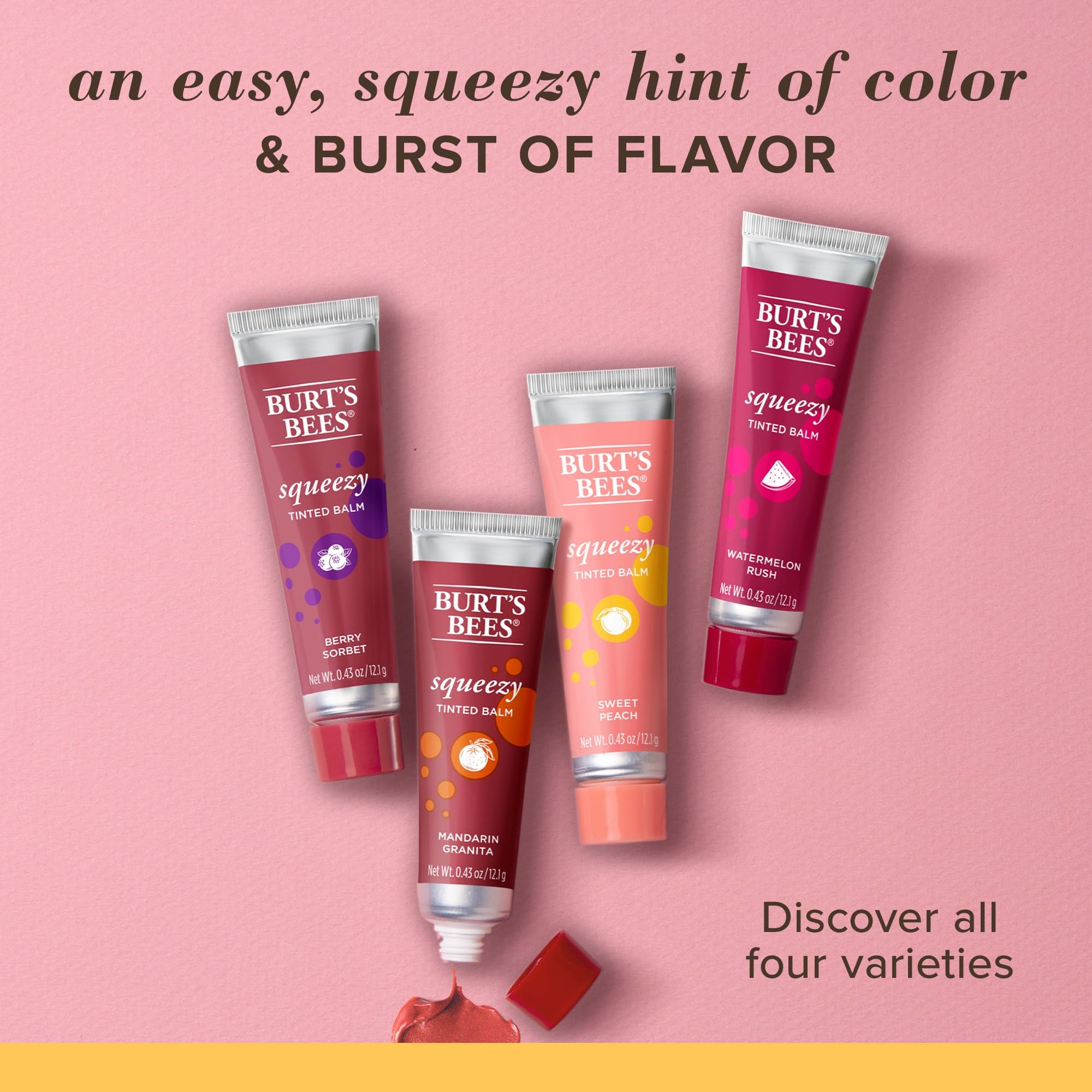Burts Bees, Squeezy Tinted Lip Balm - Mandarin Granita, 0.43 Ounce