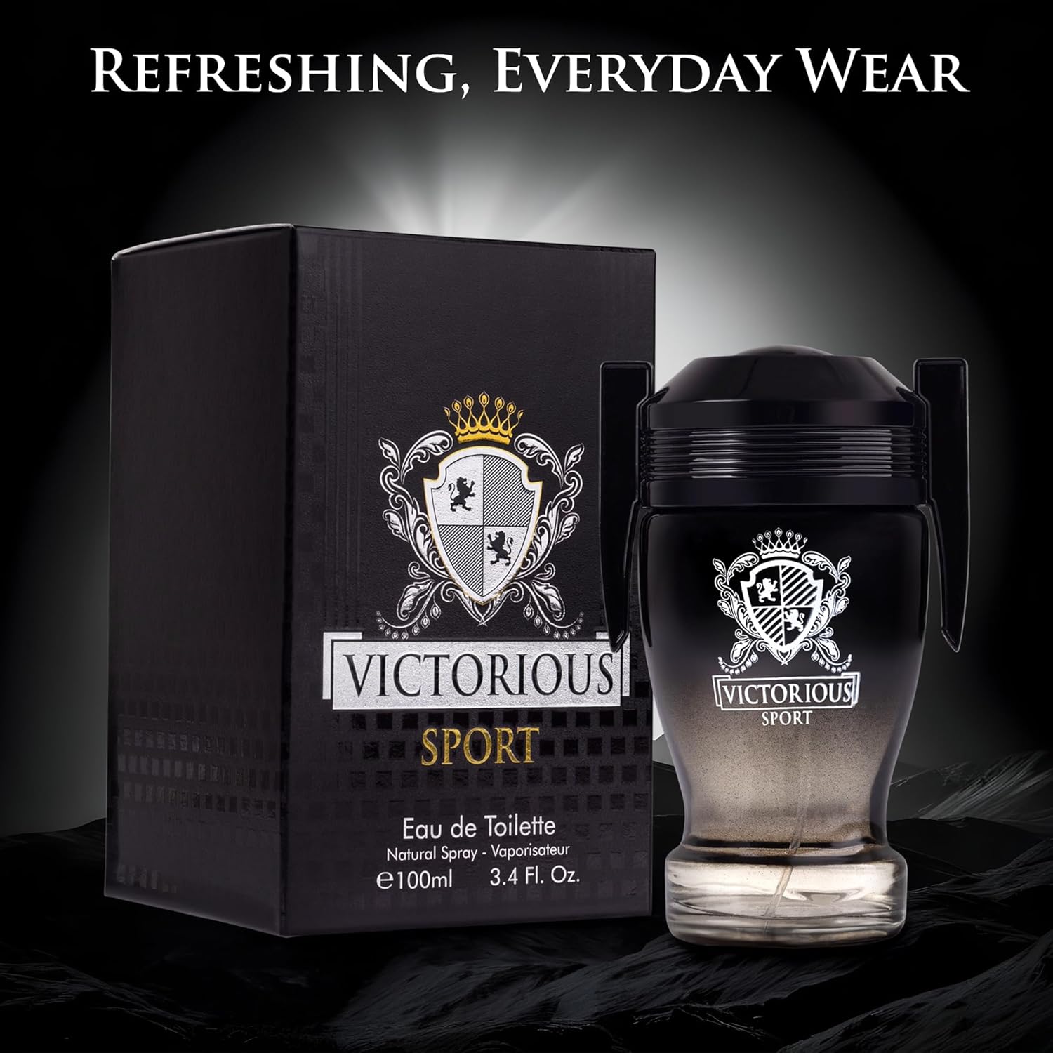 Victorious Sport Eau De Toilette for Men 3.4 fl oz- A Fragrance Built for Champions - Spicy, Sweet & Lemon Warm Base of vanilla, Tonka Bean & Amber Ideal Gift For Special Occasion Elegant - Image 4