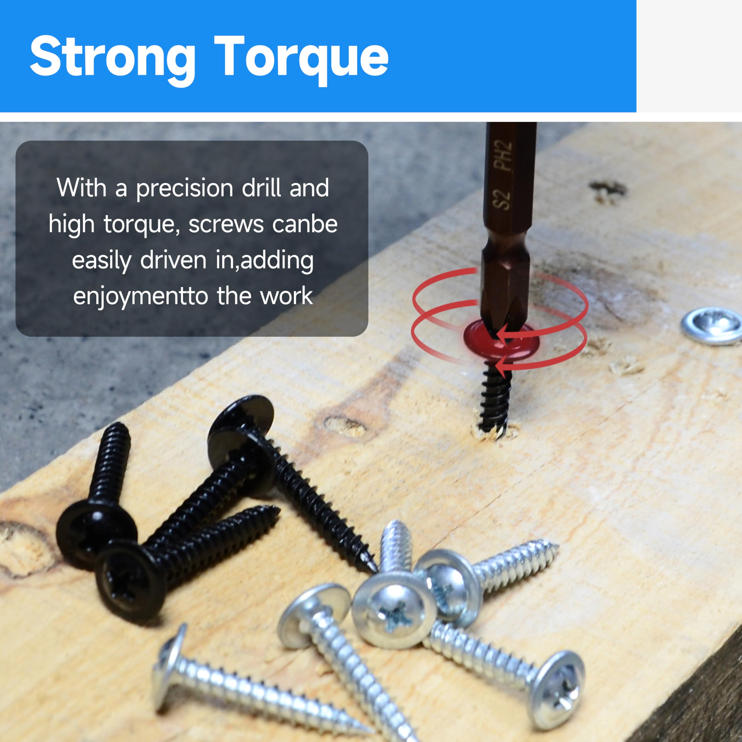 150Pcs Black Wood Screws #8 X 2 Inch - Zinc Coated Self Tapping Truss Head Deck Screws