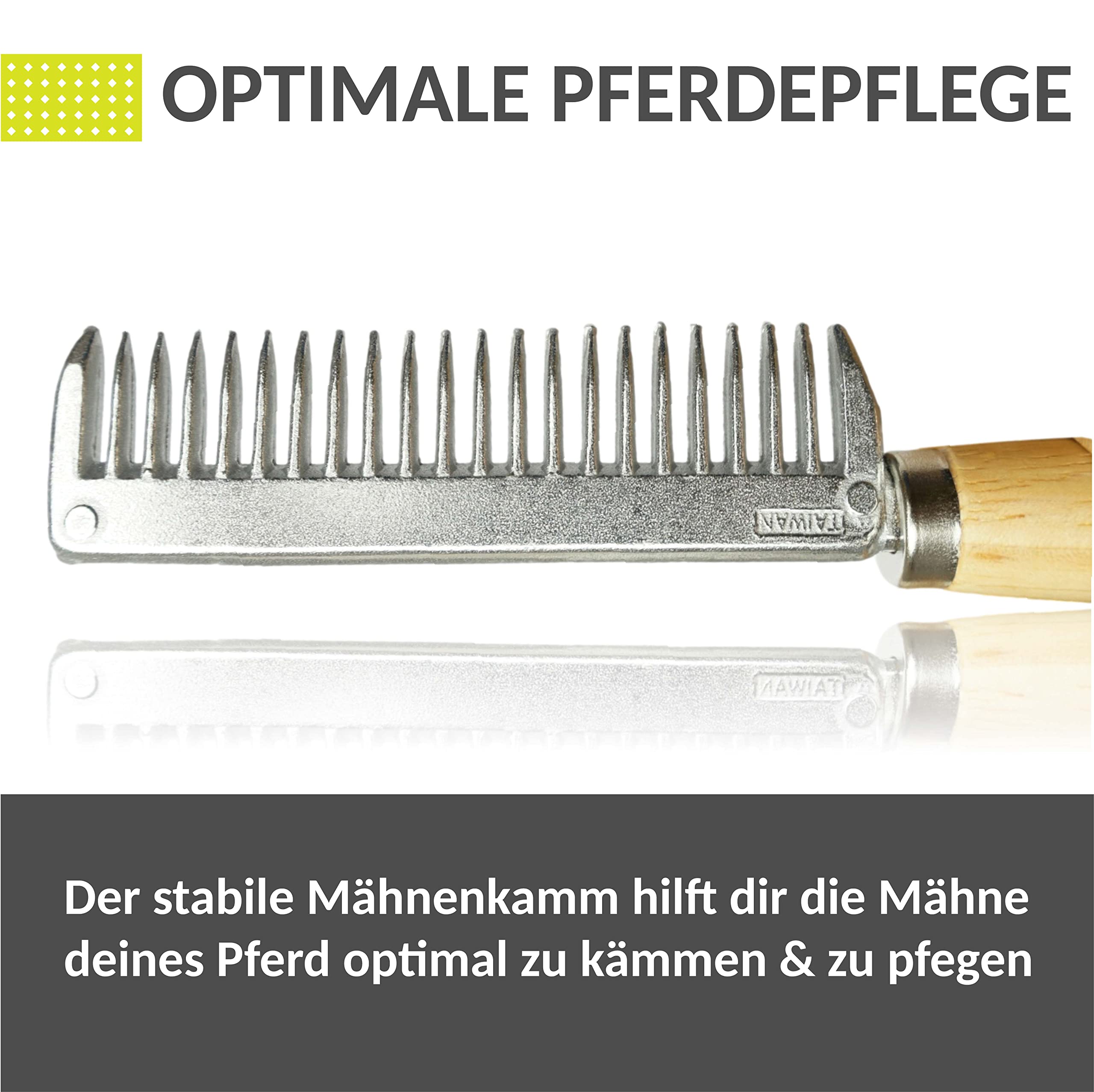Peine para crines de caballo o burro, de metal, con mango resistente de madera