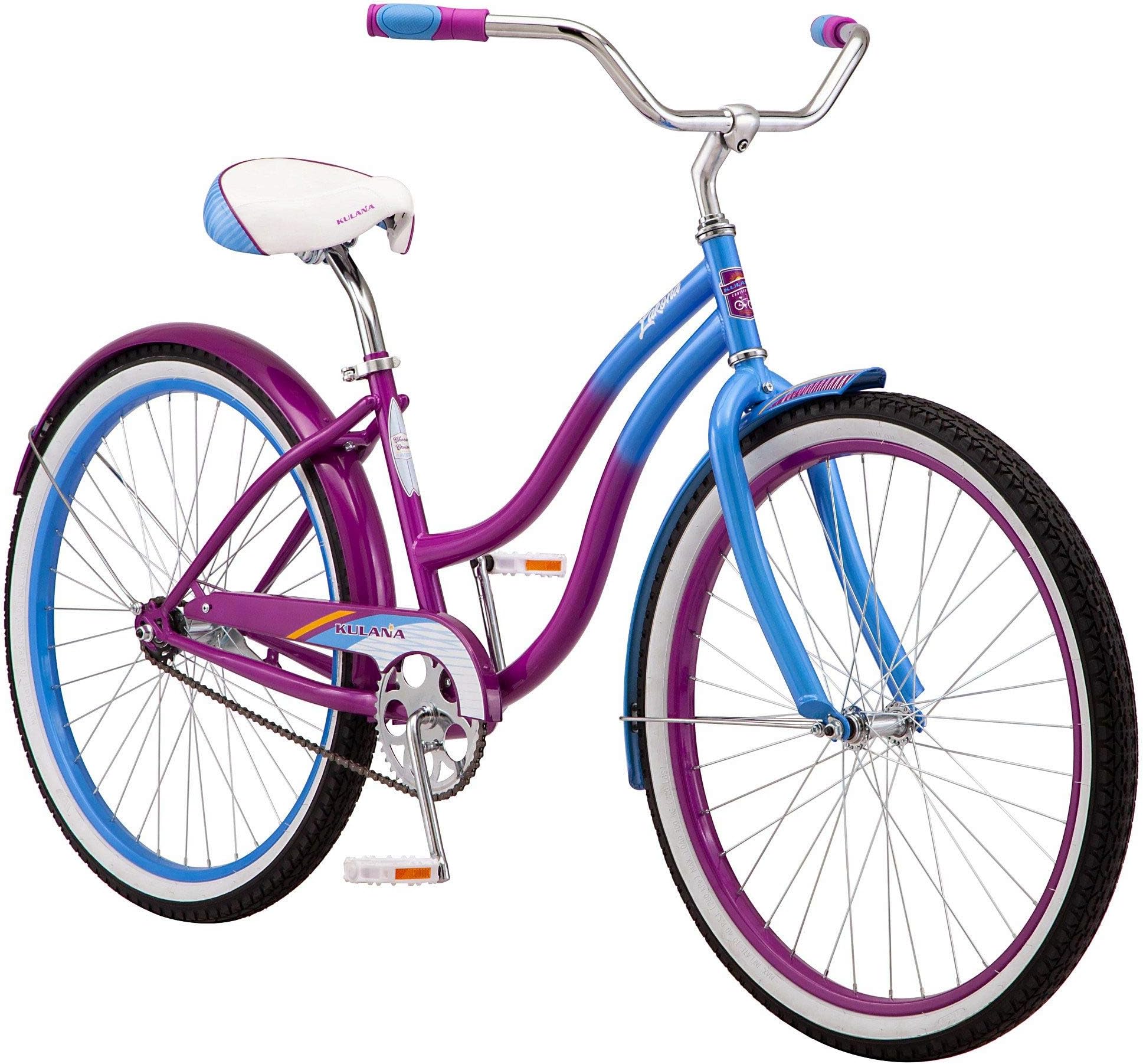 Lakona Shore, Tide or Wave Cruiser Bike, 20, 24 or 26 Inch Bike for Adults and Youth, 7 or Single Speed Beach Cruiser Bicycle, Rear Coaster Brake, Extra Wide, Cushioned Seat, Fenders