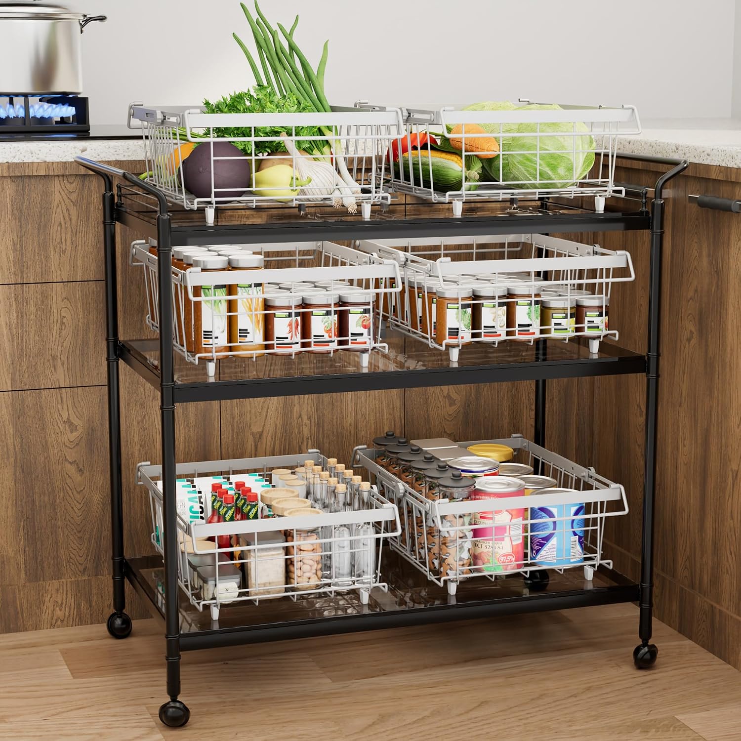Freezer Organizer Bins, 4-Pack for Deep Freezers | Stackable & Expandable Storage Container with Handles | White Foldable Baskets for 10-20 Cu. Ft. | for Sorting Frozen Meats