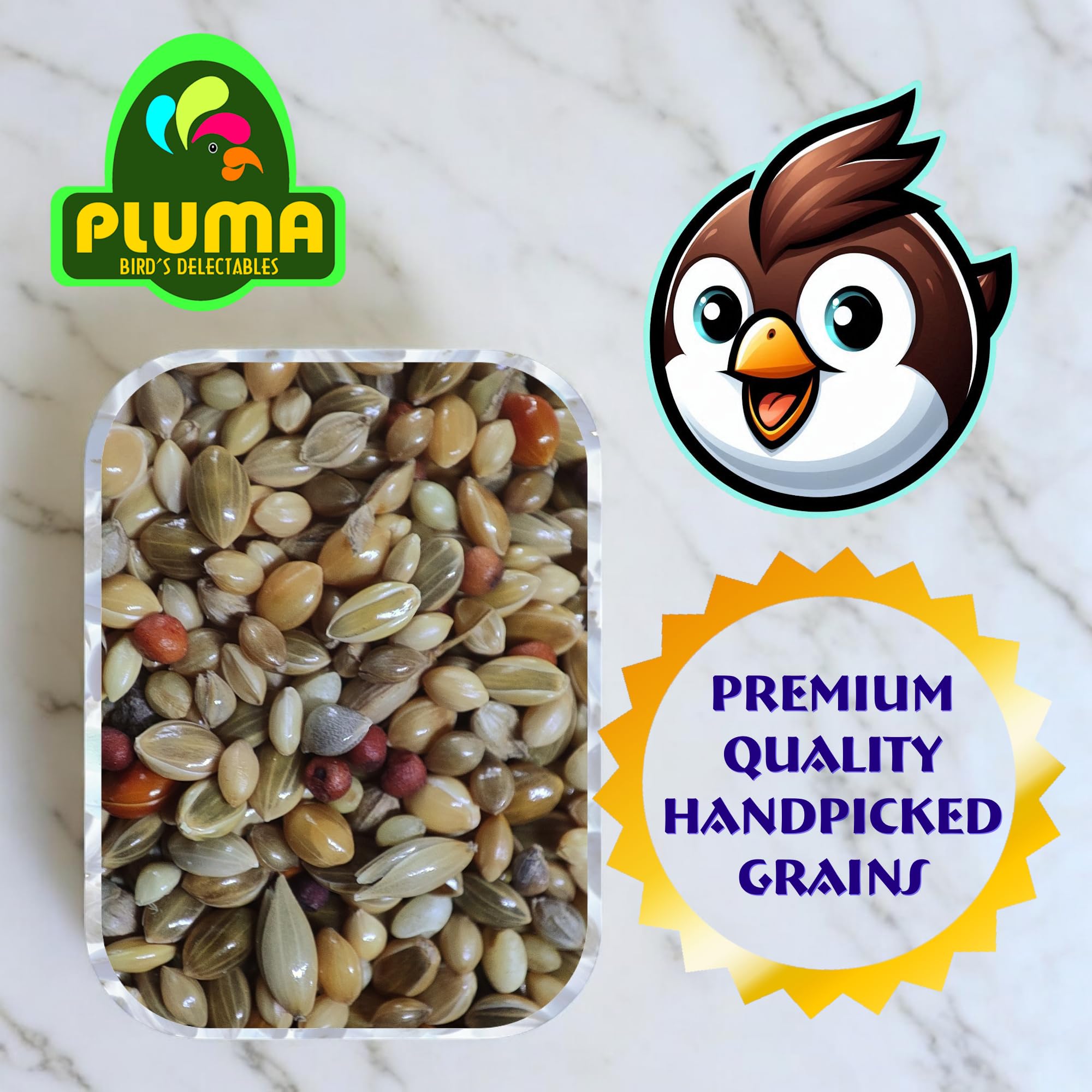 PLUMA BIRD'S DELECTABLES Food For Finches, Love Birds, Canaries, Sparrows-750G|Premium Seed & Millet Mix|Daily Food For Small Birds|All Life Stages 3