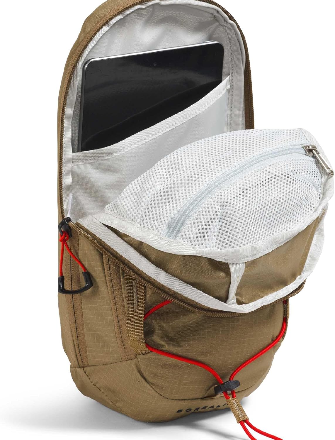 The North Face Borealis Sling Bag - Crossbody Bag, Water Repellent, Adjustable Strap, Multiple Compartments, Cedar/Lava Red, One Size - Image 2