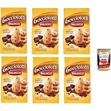 Balocco Gocciolotti Biscotti con gocce di cioccolato biscuits with chocolate chips biscuits cookies 100% Italian biscuits 6 x 350 g + Italian Gourmet polpa 400 g Knusprig und s  ricetta italiana per colazione passt zu Milch Tee oder Gesamtnettogewicht 21 kg + Kostenlos Polpa 400g