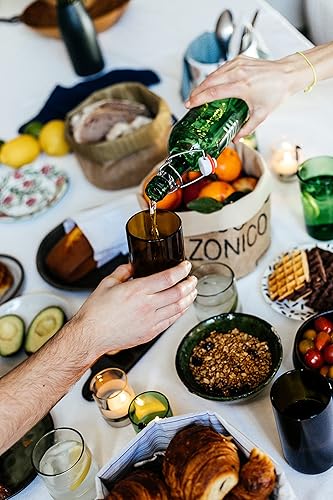 Miniatura 4 de IWAS Upcycled - Vasos altos de color caoba  12 onzas  Juego de 6 vasos de agua y jugo sostenibles para el hogar  Copa marrón claro  Cristalería