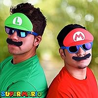 Vista 65 de Sun-Staches Gafas de sol oficiales de Super Mario Mario Luigi Peach Bowser Yoshi Wario o Waluigi accesorio de disfraz Se adapta a la mayoría