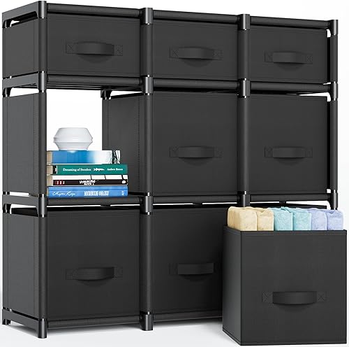Mavivegue - Estante organizador de almacenamiento de 9 cubos, organizadores de armario, fácil de montar, con cajones de almacenamiento, para sala de